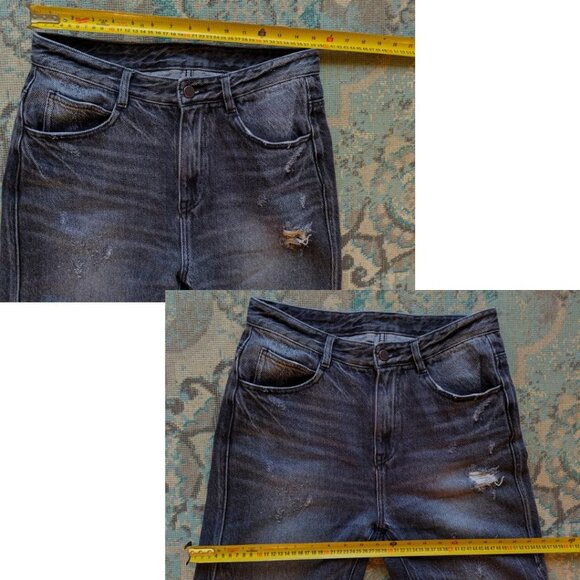 JNBY Women's Distressed Denim Pants Jeans Waist 31" Faded Black - Picture 4 of 5